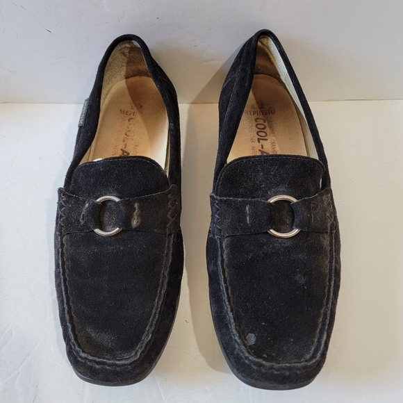MEPHISTO Cool-Air Women's Comfort Loafers Sz 8.5 Black Suede Leather Slip-On - Picture 2 of 12